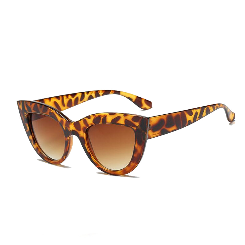 Cat Eye Tinted Color Sunglasses Leopard Tea