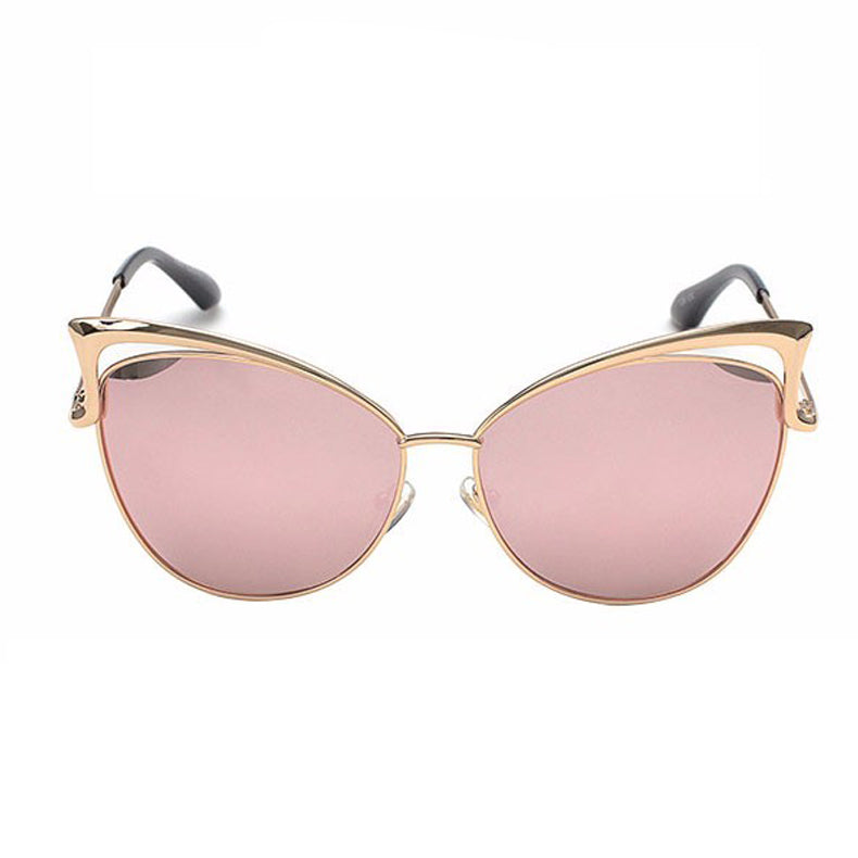 Cat Eye Vintage Twin Beam Mirrored Sunglasses