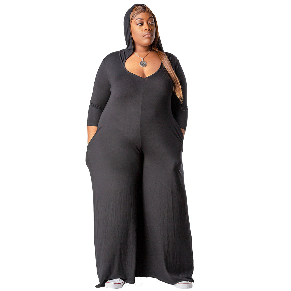 Andrea Palazzo Hoodie Jumpsuit | Plus Size Dressed Down