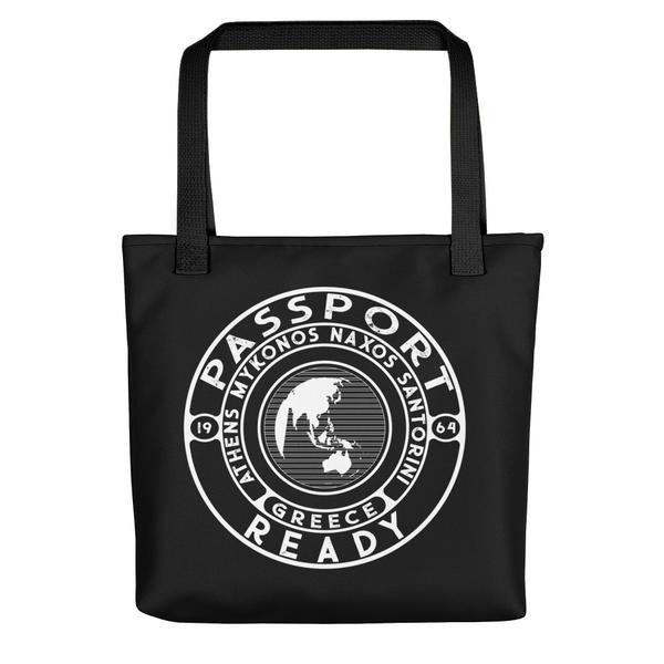 passport ready tote bag in the color black