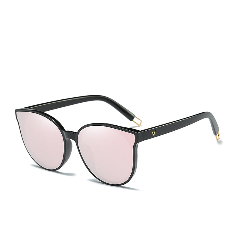 Flat Top Cat Eye Sunglasses Gold Pink Side View