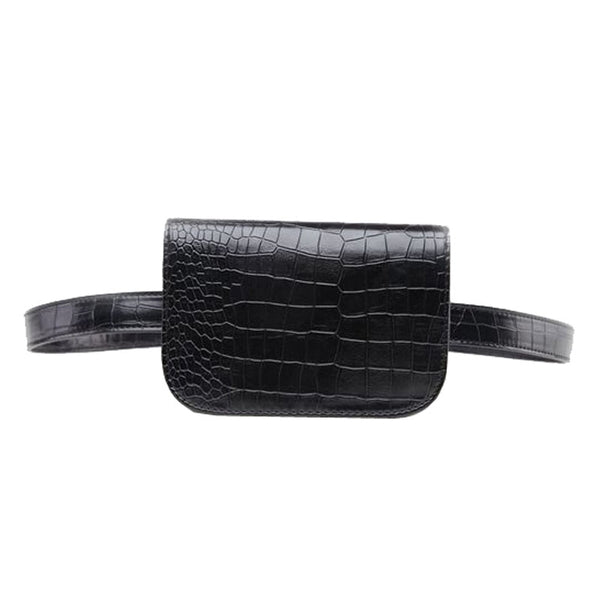 Black Croco Fanny Pack