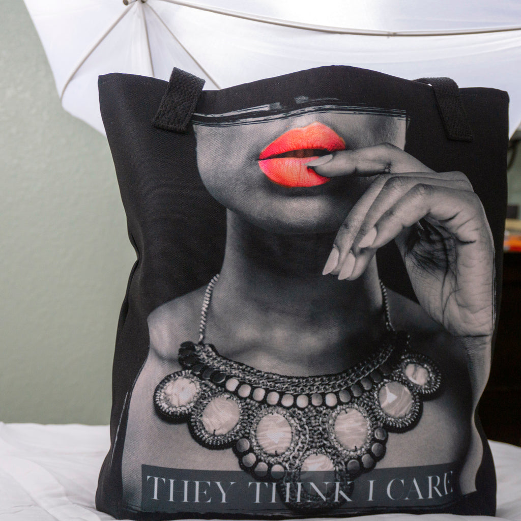 They Think I Care Tote Bag - Black