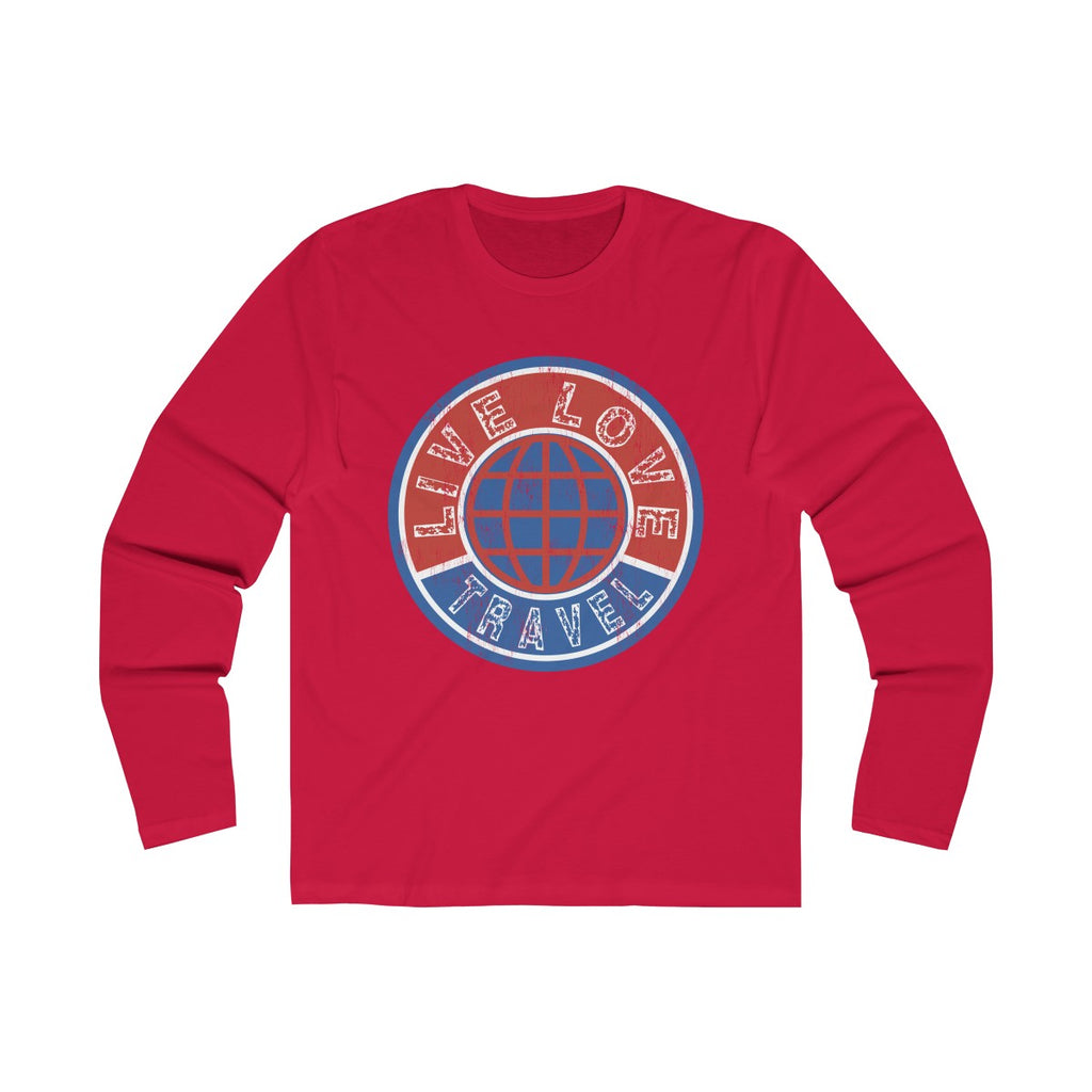 Live Love Travel Men's Long Sleeve Crew Tee Solid Red