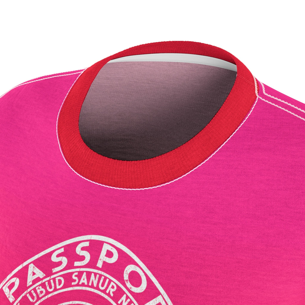 Passport Ready Crew Neck Tshirt | Pink Red Bali Collar 