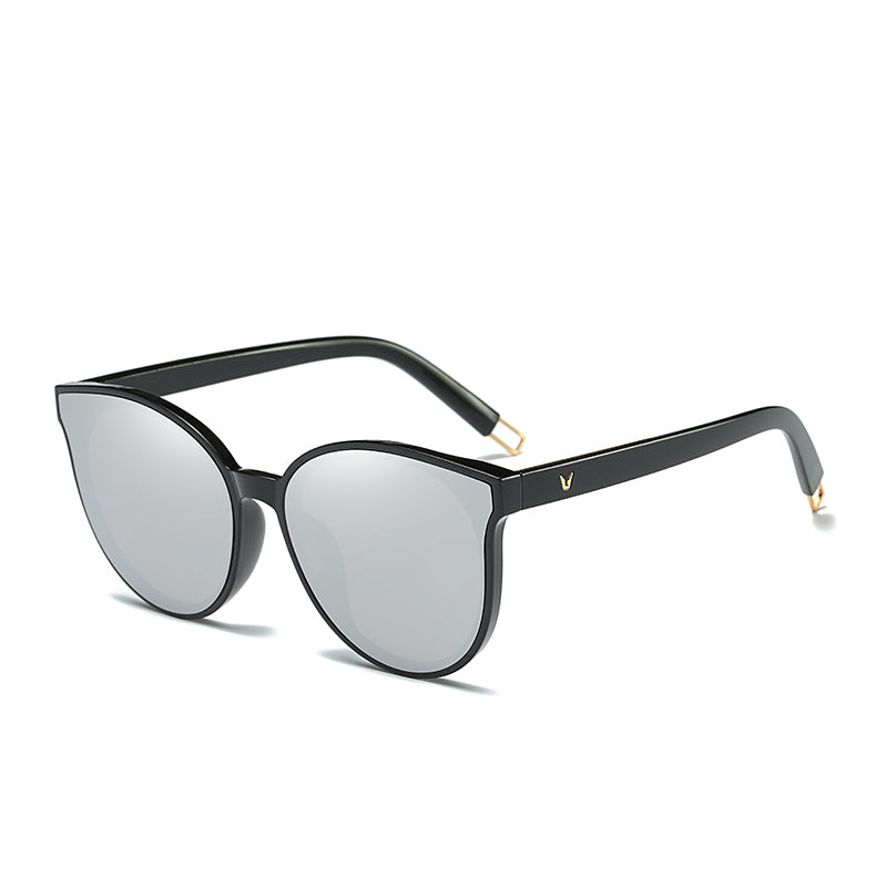 Flat Top Cat Eye Sunglasses Silver Side View