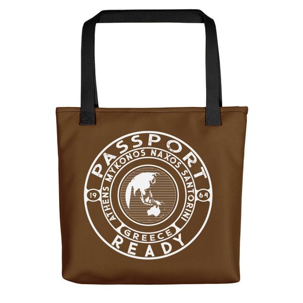 passport ready tote bag in the color chocolate