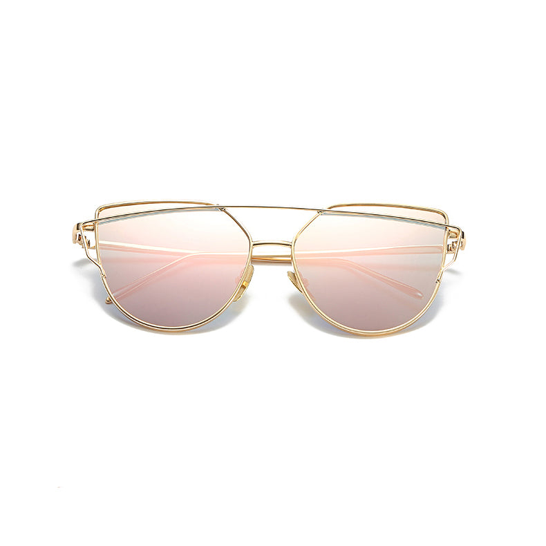 Cat Eye Vintage Wire Frame Sunglasses Gold Pink