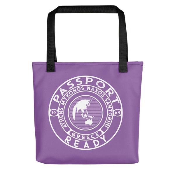 passport ready tote bag in the color lavender 