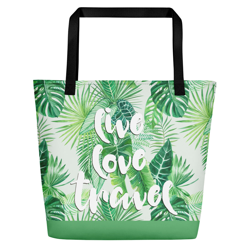 Noir Girl Magic Live Love & Travel Tropical Beach Bags Green