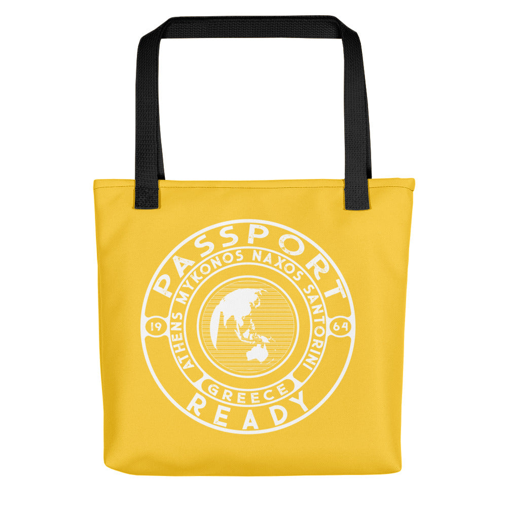 passport ready tote bag in the color yellow